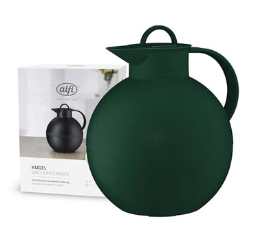alfi KUGEL 0.94l, smoke green mat, plastic insulated jug with hygienic tempered glass insert, screw cap, designer piece, spherical thermos jug, ideal as a coffee pot, teapot, BPA-free on sale